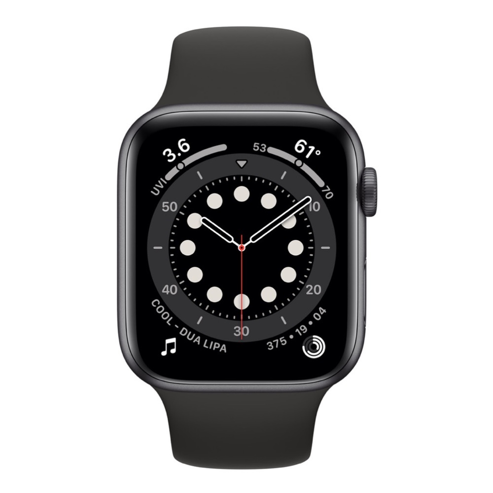 Apple Watch Series 6 GPS, 44mm with Black Sport Band